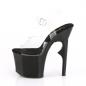 Preview: LOVETHORN-708 Pleaser vegane Plateau Sandalette klar schwarz Rosendorn Stilettoabsatz