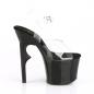 Preview: LOVETHORN-708 Pleaser vegane Plateau Sandalette klar schwarz Rosendorn Stilettoabsatz