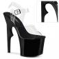 Preview: LOVETHORN-708 Pleaser vegane Plateau Sandalette klar schwarz Rosendorn Stilettoabsatz