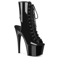 ADORE-1016 Pleaser high heels platform open toe ankle boot black patent