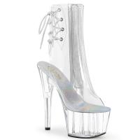 ADORE-1018C Pleaser vegan open toe plateau ankle boot clear vinyl