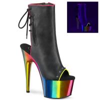 ADORE-1018RC-02 Pleaser Damen High Heels Plateaustiefeletten schwarz regenbogen Chrom