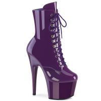 ADORE-1020 Pleaser high heels platform lace-up ankle boot purple patent