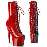 ADORE-1040TT Pleaser high heels platform two tone ankle boot red black patent