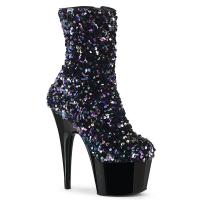 ADORE-1042SQ Pleaser High Heels platform ankle boot black multi sequins