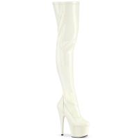 ADORE-3000 Pleaser High-Heels Platform Overknee Boots off-white Stretch Patent