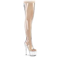 ADORE-3021 Pleaser vegan ladies high heels thigh high boot silver metallic TPU clear