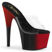 ADORE-701BR Pleaser vegan platform high heels slide two tone red black