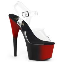 ADORE-708BR Pleaser High Heels Sandal clear vertical two tone black red