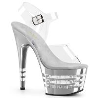 ADORE-708CHLN Pleaser high heels lined platform sandal clear silver chrome