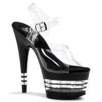 ADORE-708LN Pleaser high heels lined platform sandal clear black
