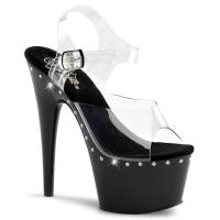 ADORE-708LS Pleaser high heels lined platform sandal clear black rhinestone lines