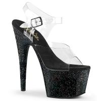ADORE-708MG Pleaser high heels platform sandal clear black mini glitter