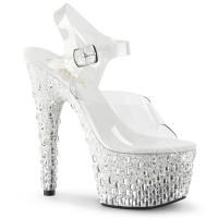 ADORE-708MR-5 Pleaser high heels platform sandal clear white silver glitter stones