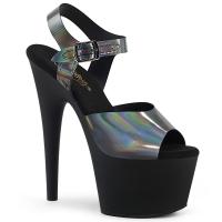 ADORE-708N-DT Pleaser high heels platform ankle strap sandal pewter hologram