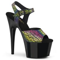 ADORE-708N-LTP Pleaser high heels platform sandal holographc letters print green purple TPU black