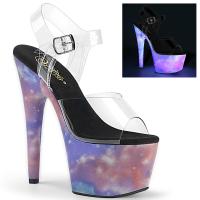 ADORE-708REFL Pleaser high heels platform ankle strap sandal purple blue reflective