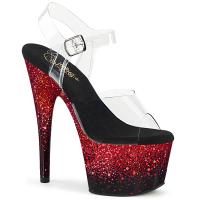 ADORE-708SS vegan Pleaser ankel strap sandal gradient effect clear red glitter