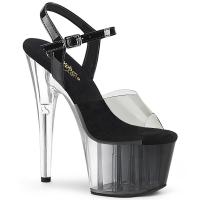 ADORE-708T-1 Pleaser vegan high heels ankle strap sandal clear smoke black ombre