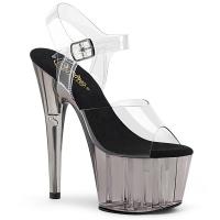 ADORE-708T Pleaser smoke tinted platform ankle strap sandal clear