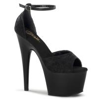ADORE-768 Pleaser high heels ankle strap sandal black satin lace