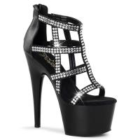 ADORE-798 Pleaser High-Heels Plateausandaletten Booties schwarz mit Strass