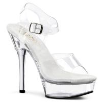 ALLURE-608 Pleaser lady high heels ankle strap sandal rhinestones clear