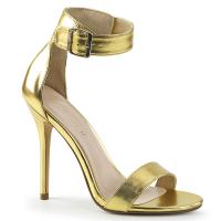 AMUSE-10 Pleaser High-Heels Sandaletten gold Metallic Lederoptik mit Fesselriemchen