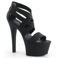 ASPIRE-669 Pleaser high heels criss cross back sandal black elastic band matte