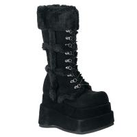 BEAR-202 DemoniaCult tiered platform boot black vegan suede