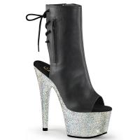 BEJEWELED-1018DM-7 Pleaser Damen Strass High-Heels Plateau Stiefeletten schwarz Lederlook