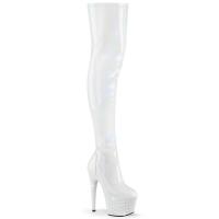 BEJEWELED-3000-7 Pleaser thigh high heels platform boot rhinestones white holo patent