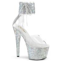 BEJEWELED-724RS-02 Pleaser vegan close back silver multi rhinestone ankle cuff platform sandal clear