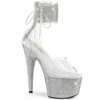 BEJEWELED-724RS Pleaser vegan platform ankle cuff sandal clear silver rhinstone