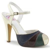 BETTIE-27 Pin Up Couture ankle strap sandal cream multi matte