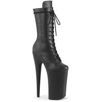 BEYOND-1050WR Pleaser vegan platform mid calf platform boot black matte