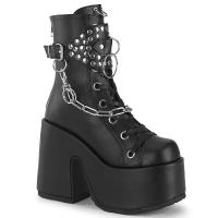 CAMEL-65 DemoniaCult mid-calf boot studded shield o-ring hanging chain black matte