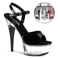 CAPTIVA-609 Pleaser Damen High Heels Plateausandaletten Strass schwarz Lack klar