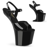 CRAZE-809 Pleaser vegane Damen High Heels absatzlose Plateausandaletten schwarz Lack