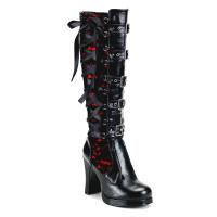 CRYPTO-106 DemoniaCult platform knee high boot black red lace corset style lacing