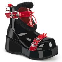 CUBBY-57 DemoniaCult platform ankle boot vinyl heart rubber spike black red patent