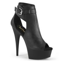 DELIGHT-600-10 Pleaser peep toe ankle bootie platform sandal close back black matte