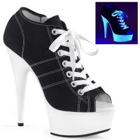 DELIGHT-600SK-01 Pleaser High-Heels Peep Toe Stiefeletten Sneaker schwarz neon weiß