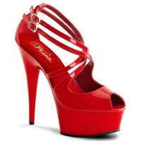 DELIGHT-612 Pleaser high heels platform double criss-cross ankle strap sandal red patent
