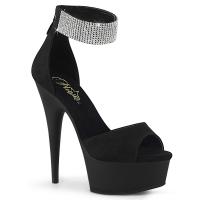 DELIGHT-625 Pleaser High Heels platform open toe ankle strap sandal black rhinestones