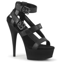 DELIGHT-637 Pleaser vegan high-heels platform sandal buckled ankle strap black matte