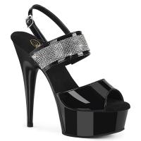 DELIGHT-639 Pleaser high heels platform sling back ankle strap rhinestones black patent