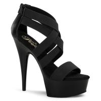 DELIGHT-669 Pleaser high heels platform criss cross sandal elastic straps black