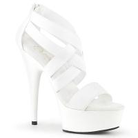 DELIGHT-669 Pleaser high heels criss cross sandal elastic straps white