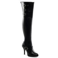 DIVA-3006X Funtasma high heels wide with thigh high boots black stretch vegan leather